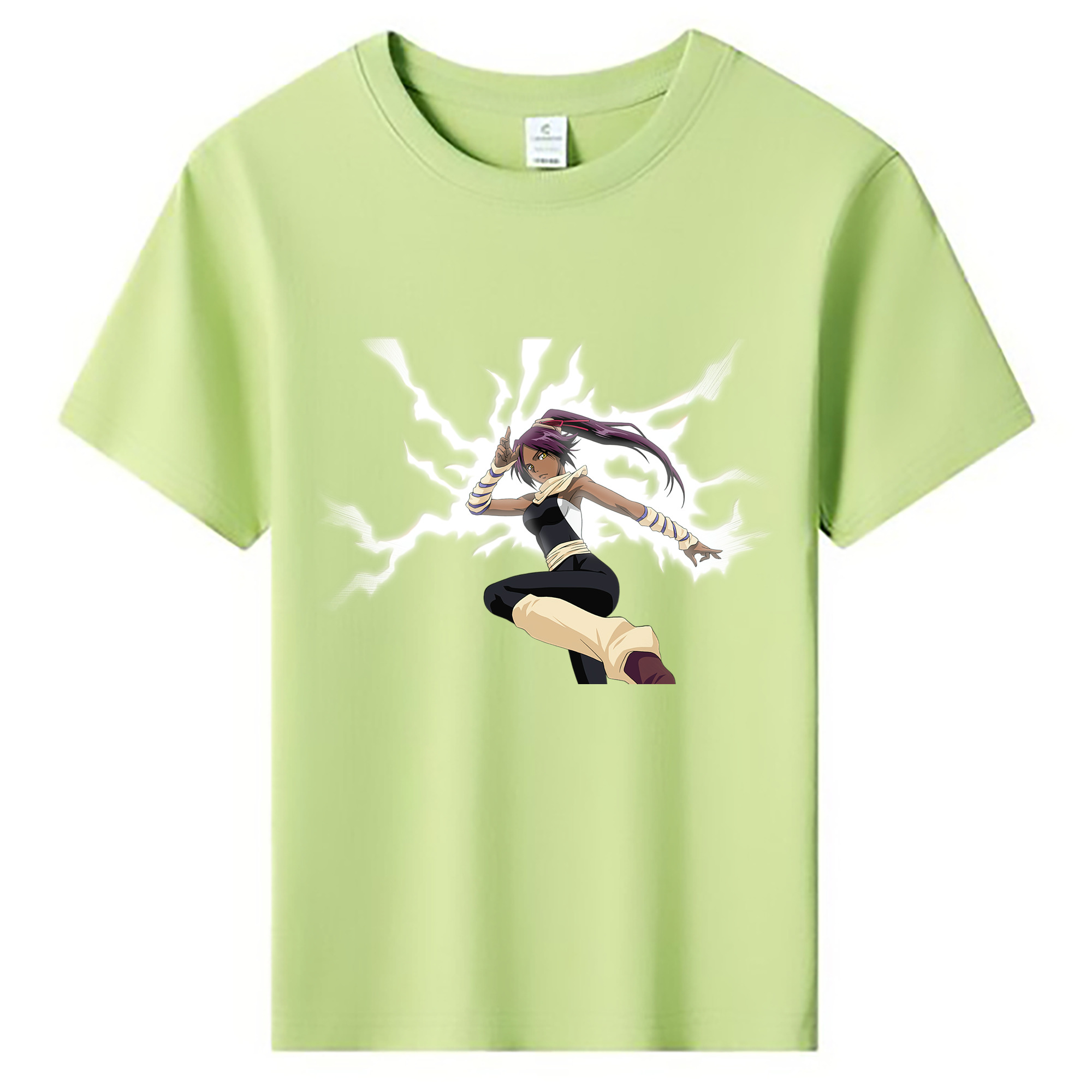 （画像用） ブリーチ 四楓院 夜一（しほういん よるいち） BLEACH Shihouin Yoruichi 綿100％キッズTシャツ（フロントプリント）